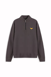 Thermal Mock Neck Half Zip Sweater - Raven